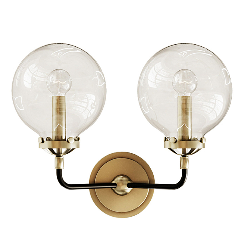Бра Бистро Globe Clear Glass Double Sconce Brass  в Ульяновске | Loft Concept 