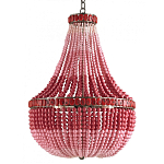 Люстра каплевидной формы украшенная круглыми бусинами Wooden Beads Chandelier Red Pink варинант исполнения - 1 | Loft Concept в Ульяновске
