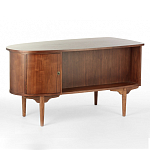 Дизайнерский письменный стол округлой формы с 4-мя ящиками и дверкой с полочками Rili варинант исполнения - 1 | Loft Concept в Ульяновске