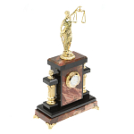 Часы настольные бронзовые из натурального камня Яшма с декором в виде Фемиды Themis Stone Clock варинант исполнения - 2 | Loft Concept в Ульяновске