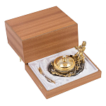 Икорница с декором "Емеля" с гравировкой на подставке из натурального камня Агат Decorative Cavair Dishes варинант исполнения - 4 | Loft Concept в Ульяновске