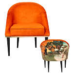 Кресло из натурального бука оранжевое с цветным принтом Impressionism in Art варинант исполнения - 2 | Loft Concept в Ульяновске