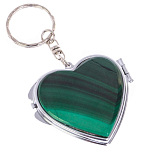 Зеркало брелок складное двухстороннее в форме сердца из натурального камня Малахит Stone Mirrors варинант исполнения - 1 | Loft Concept в Ульяновске