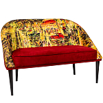 Диван двухместный из натурального бука красный с цветным принтом Impressionism in Art варинант исполнения - 3 | Loft Concept в Ульяновске