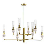 Люстра с 8-ю плафонами в форме стеклянных трубок и мраморных декоративных элементов Montreal варинант исполнения - 8 | Loft Concept в Ульяновске