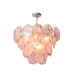 Люстра с каскадом из круглых розовых стеклянных дисков Pink Light Waterfall варинант исполнения - 3 | Loft Concept в Ульяновске