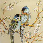 Настольная лампа бежевая с изображением птиц Slip Away варинант исполнения - 6 | Loft Concept в Ульяновске