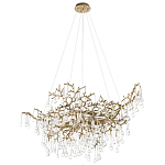 Подвесная люстра в виде ветвей деревьев золотого цвета с прозрачными подвесками-каплями 10 и 14 ламп Droplet Chandelier варинант исполнения - 3 | Loft Concept в Ульяновске