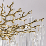 Люстра золотого цвета с декоративными ветками и длинными прозрачными стеклянными подвесами в форме сосулек Droplet Chandelier варинант исполнения - 7 | Loft Concept в Ульяновске