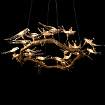 Люстра подвесная с прозрачными стеклянными птичками на ветвях Диаметр 100 см Serip Voa варинант исполнения - 9 | Loft Concept в Ульяновске