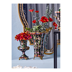 Ваза из фарфора черная с цветочной росписью и бронзовой стрекозой Spring Garden варинант исполнения - 4 | Loft Concept в Ульяновске