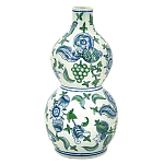 Ваза фигурная с сине-зелеными узорами распустившихся цветов Blossoming Spring варинант исполнения - 1 | Loft Concept в Ульяновске