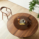 Стол обеденный круглый с двойной столешницей Walnut Wood Table варинант исполнения - 5 | Loft Concept в Ульяновске