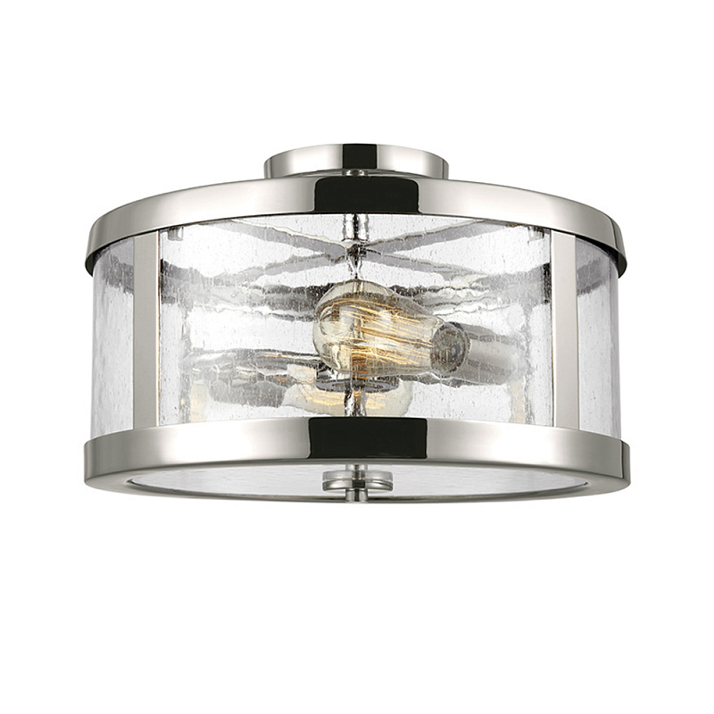 Потолочный светильник с цилиндрическим плафоном из прозрачного пузырькового стекла Feiss Никель Прозрачное Стекло в Ульяновске | Loft Concept 