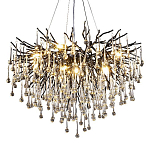 Люстра черная с прозрачными стеклянными подвесками в форме капель FAIRYTREE Light варинант исполнения - 3 | Loft Concept в Ульяновске