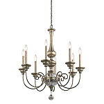 Люстра серебряного цвета с состаренным эффектом и декоративным подвесным шаром Kichler варинант исполнения - 1 | Loft Concept в Ульяновске