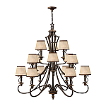 Люстра бронзового цвета с бежевыми абажурами из органзы в классическом стиле Hinkley варинант исполнения - 2 | Loft Concept в Ульяновске