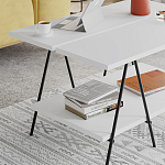 Стол журнальный с белой прямоугольной столешницей и полкой ESSEL WHITE варинант исполнения - 3 | Loft Concept в Ульяновске