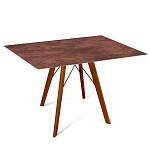 Стол обеденный с коричневой прямоугольной столешницей из керамики на четырех деревянных ножках Brown Ceramics варинант исполнения - 1 | Loft Concept в Ульяновске