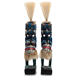 Комплект из 2-х деревянных статуэток Asmat Straw Headdress Statuettes Blue Colorful Tattoo варинант исполнения - 1 | Loft Concept в Ульяновске