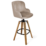 Барный стул со спинкой и подлокотниками на 4-х коричневых ножках Бежевый Велюр Ava Charm варинант исполнения - 1 | Loft Concept в Ульяновске