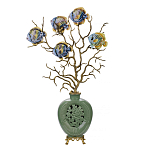 Ваза зеленая с бронзовыми ветвями и фарфоровыми рыбками Eden Garden варинант исполнения - 1 | Loft Concept в Ульяновске