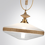 Подвесной светильник с плоским прозрачным плафоном и декоративной вставкой из текстурного камня Tectona  варинант исполнения - 6 | Loft Concept в Ульяновске