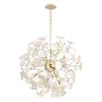 Люстра круглой формы с белыми и прозрачными лепестками цветов Диаметр 69 см Wintery flovers варинант исполнения - 1 | Loft Concept в Ульяновске