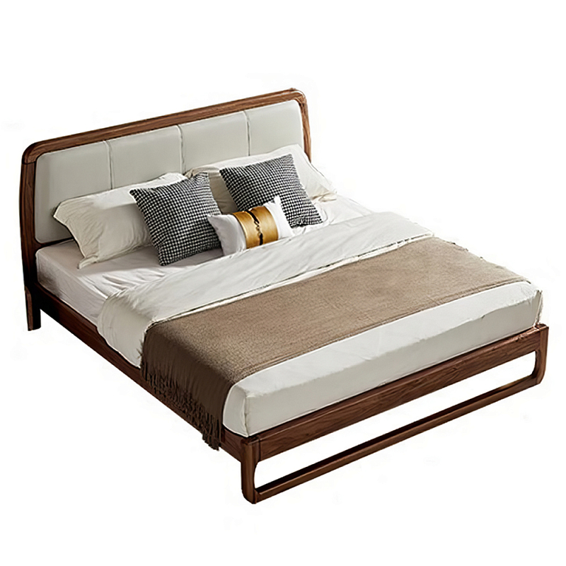 Кровать двуспальная с деревянным каркасом и мягким изголовьем Walnut Bed Орех Кровать двуспальная с деревянным каркасом и мягким изголовьем Walnut Bed Орех в Ульяновске | Loft Concept