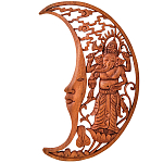 Панно из дерева Ганеша и месяц Panel With Animals варинант исполнения - 1 | Loft Concept в Ульяновске