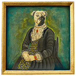 Картина в квадратной раме Chinoiserie Mops Dog Green Portrait варинант исполнения - 1 | Loft Concept в Ульяновске