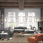 Бра цвета хром с круглой рамой и цилиндрическим прозрачным стеклянным плафоном на прямоугольном основании Feiss варинант исполнения - 4 | Loft Concept в Ульяновске