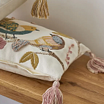 Чехол на подушку с кисточками и вышивкой птиц Ethnic mix Birds Rect варинант исполнения - 5 | Loft Concept в Ульяновске