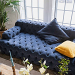 Трехместный диван темно-синий Campion Deep Blue Sofa варинант исполнения - 5 | Loft Concept в Ульяновске