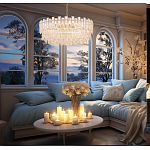 Круглая люстра с хрустальными подвесками на золотистом каркасе Gorgeous Crystal Light варинант исполнения - 13 | Loft Concept в Ульяновске