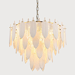 Люстра с декором из рельефного стекла в виде перьев Abelia Feather Chandelier 12 варинант исполнения - 3 | Loft Concept в Ульяновске