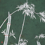 Обои ручная роспись Bamboo Argent on Edo Green painted silk варинант исполнения - 1 | Loft Concept в Ульяновске