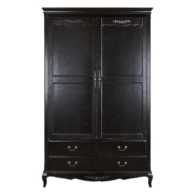 Шкаф черный с 4-мя ящиками и 2-мя дверцами в стиле Прованс Vintage Черный в Ульяновске | Loft Concept 