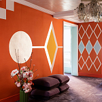 Обои ручная роспись Chez Nina by India Mahdavi Lantana colourway on Arancio dyed silk варинант исполнения - 1 | Loft Concept в Ульяновске