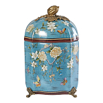 Ваза голубая с крышкой и цветочным узором Genuine Chinese Classics варинант исполнения - 1 | Loft Concept в Ульяновске