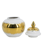 Ваза белая с крышкой и золотистыми фрагментами 24 см Chinoiserie Ceramics варинант исполнения - 2 | Loft Concept в Ульяновске