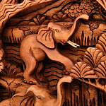 Панно из дерева пять слонов Panel With Animals варинант исполнения - 3 | Loft Concept в Ульяновске