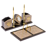 Настольный письменный набор из бежевого мрамора с часами Marble Accessory варинант исполнения - 2 | Loft Concept в Ульяновске