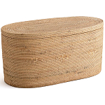 Плетеная овальная корзина с крышкой Shani Rattan Basket варинант исполнения - 1 | Loft Concept в Ульяновске