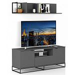 ТВ-тумба цвета графит с  2-мя дверцами и ящиком Strict Lines варинант исполнения - 6 | Loft Concept в Ульяновске