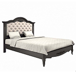 Кровать черная из массива бука с основанием и мягким изголовьем Black Provence варинант исполнения - 1 | Loft Concept в Ульяновске