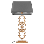 Настольная лампа на ажурном чугунном основании с тканевым серым абажуром Openwork Lamp варинант исполнения - 3 | Loft Concept в Ульяновске