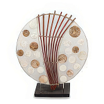 Настольная лампа из перламутра и дерева на подставке Indonesian Round Shell варинант исполнения - 3 | Loft Concept в Ульяновске