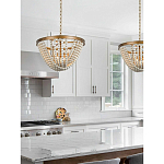 Люстра с подвесками в виде круглых деревянных белых бусин White Wooden Beads Chandelier варинант исполнения - 1 | Loft Concept в Ульяновске