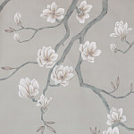 Обои ручная роспись Magnolia Canopy Original Colourway on Oyster Shell metallic silk варинант исполнения - 1 | Loft Concept в Ульяновске